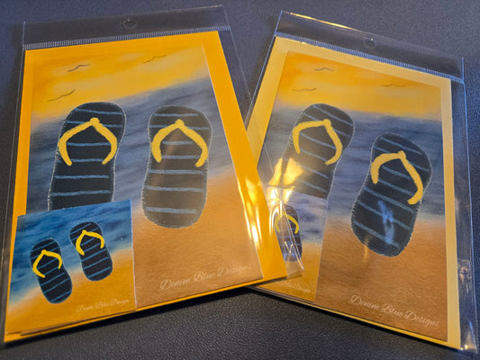 Denim Flip Flop Note Card with Coordinating Sticker