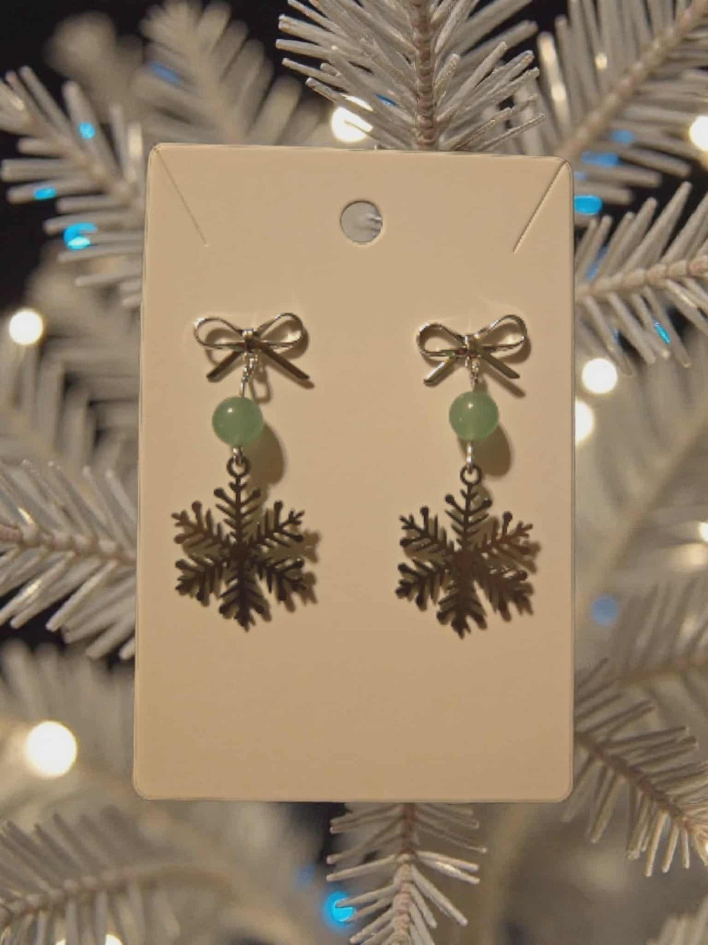 Bow and Snowflake Dangle with Natural Stone
