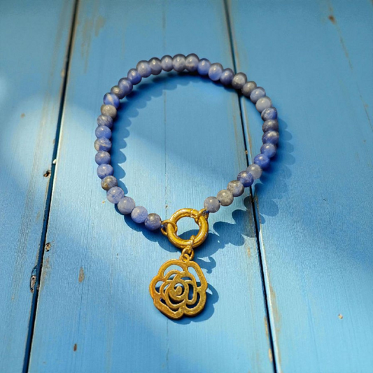 Rose Sodalite Charm Keeper Beaded Bracelet